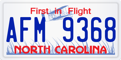 NC license plate AFM9368