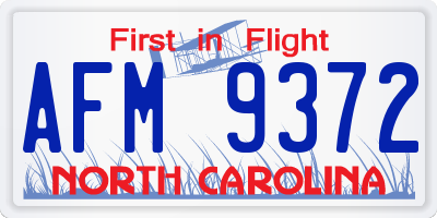 NC license plate AFM9372
