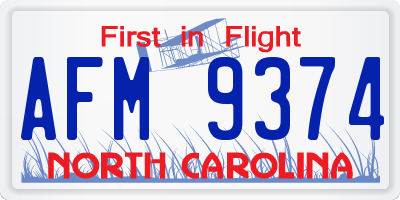 NC license plate AFM9374