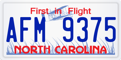 NC license plate AFM9375