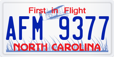 NC license plate AFM9377