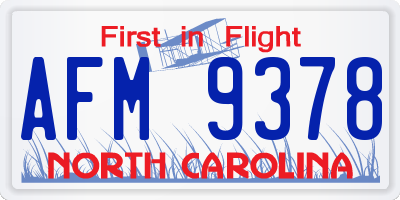 NC license plate AFM9378