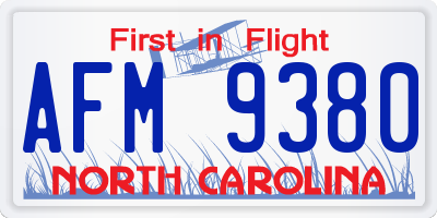 NC license plate AFM9380