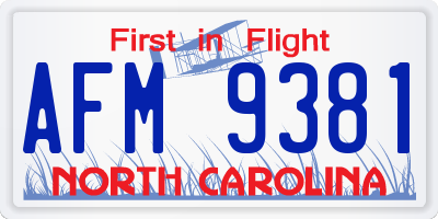 NC license plate AFM9381