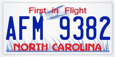 NC license plate AFM9382
