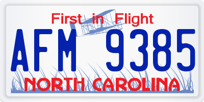 NC license plate AFM9385