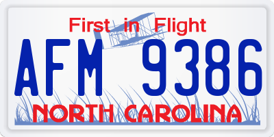 NC license plate AFM9386