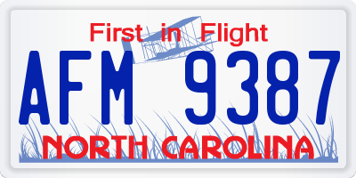 NC license plate AFM9387
