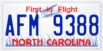 NC license plate AFM9388