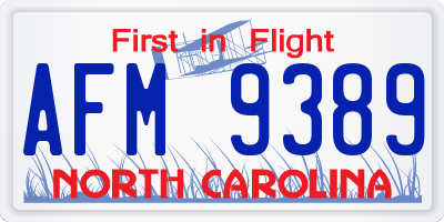 NC license plate AFM9389