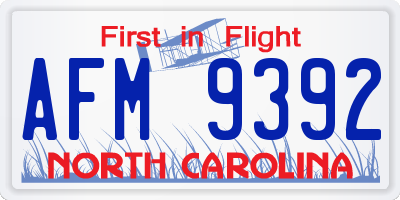 NC license plate AFM9392