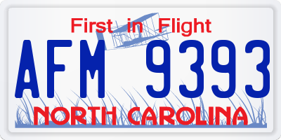 NC license plate AFM9393