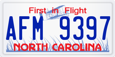 NC license plate AFM9397