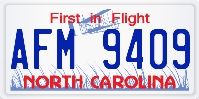 NC license plate AFM9409