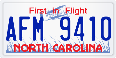 NC license plate AFM9410