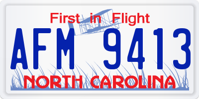 NC license plate AFM9413