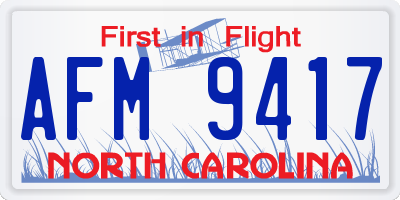 NC license plate AFM9417
