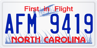 NC license plate AFM9419