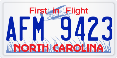 NC license plate AFM9423