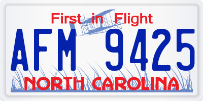 NC license plate AFM9425