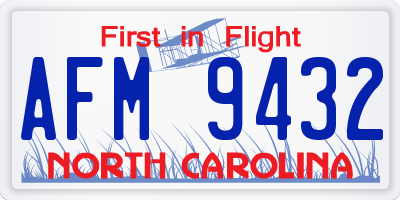 NC license plate AFM9432