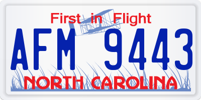 NC license plate AFM9443