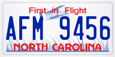 NC license plate AFM9456