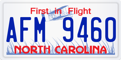 NC license plate AFM9460