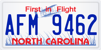 NC license plate AFM9462