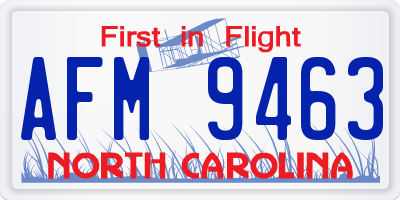 NC license plate AFM9463