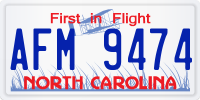 NC license plate AFM9474