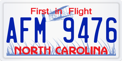 NC license plate AFM9476