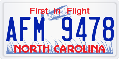 NC license plate AFM9478