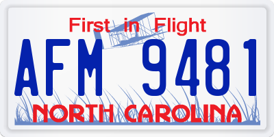 NC license plate AFM9481