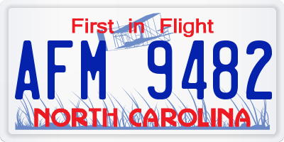 NC license plate AFM9482