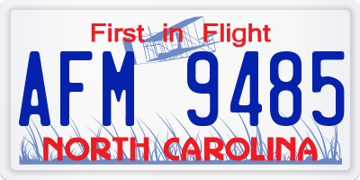NC license plate AFM9485