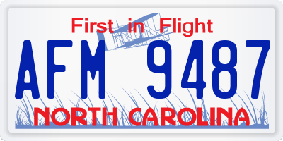 NC license plate AFM9487