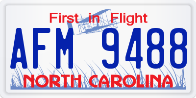 NC license plate AFM9488