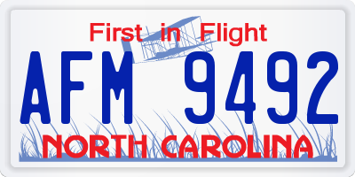 NC license plate AFM9492
