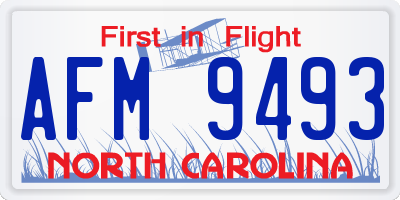 NC license plate AFM9493