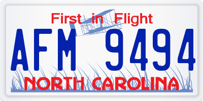NC license plate AFM9494
