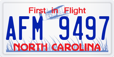NC license plate AFM9497