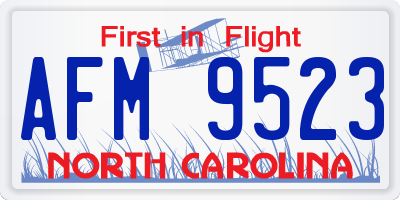 NC license plate AFM9523