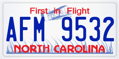NC license plate AFM9532