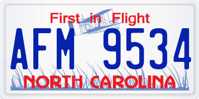 NC license plate AFM9534