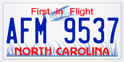 NC license plate AFM9537