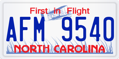 NC license plate AFM9540