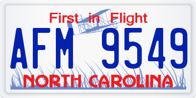 NC license plate AFM9549