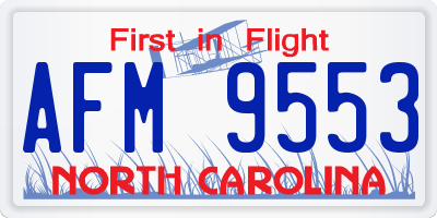 NC license plate AFM9553