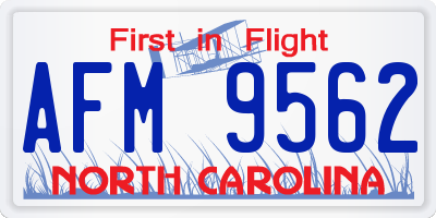 NC license plate AFM9562